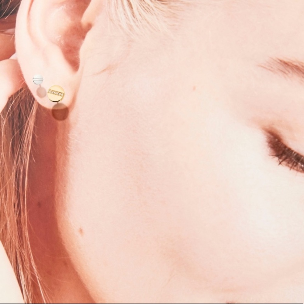 Stella & Dot | Hardware Pavé Silver + Gold Mixed Metal Stud Set - Picture 6 of 7